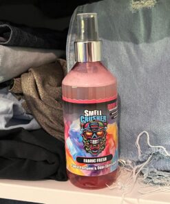 Smell Crusher Fabric Fresh fabric spray in a clothes closet against sweat smell